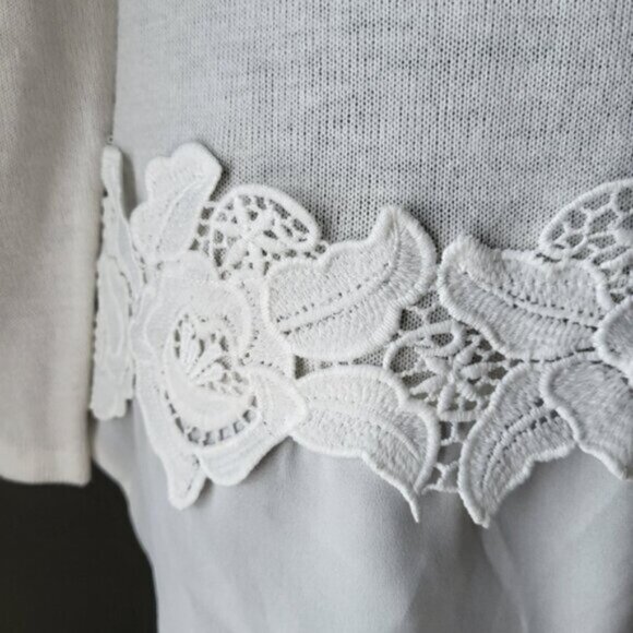 Rickis white floral lace sweater Sz Small - Picture 9 of 11